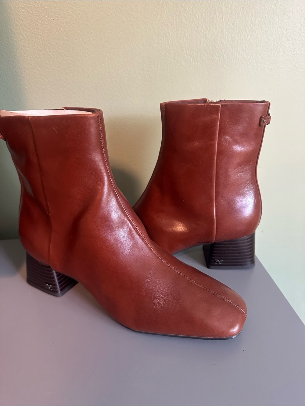 Sam Edelman Chestnut Brown Leather Ankle Booties